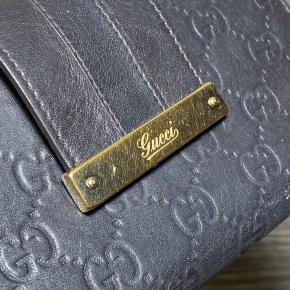 AUTHENTIC GUCCI GUCCISSIMA BLACK LEATHER GG-LOGO LONG BI-FOLD WALLET- ITALY- - Picture 6 of 9